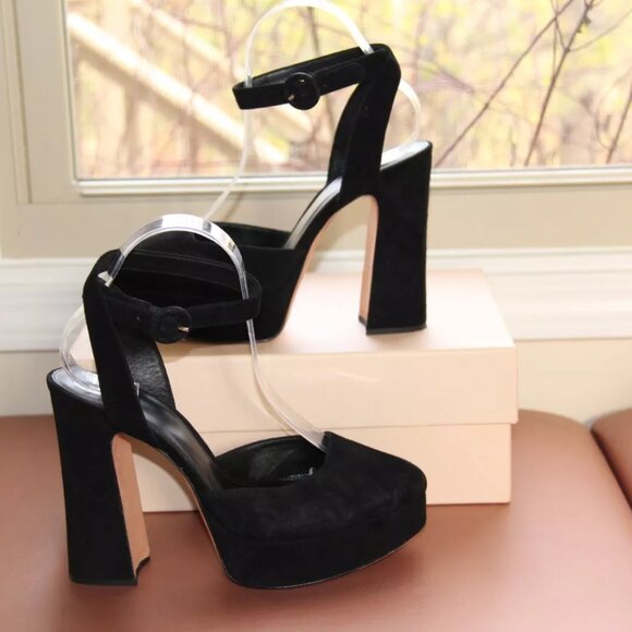 ❤️ $695 Alexandre Birman Vita Platform Suede Ankle Strap Pump; 39.5 - Picture 3 of 10